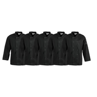 Whites Vegas Unisex Chefs Jacket Long Sleeve Black M (5 Pack)
