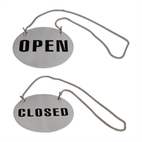 Trenton Open/Close Sign With Chain - Stainless Steel