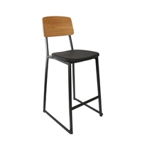 Furnlink Denver Black Vinyl/Natural Barstool (2 Pack)
