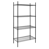 Nisbets Essentials Flat Pack 4 Shelf Unit Black Epoxy Coated