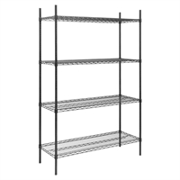 Nisbets Essentials Flat Pack 4 Shelf Unit Black Epoxy Coated