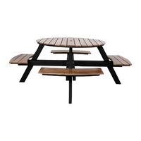 Bolero Acacia Round Picnic Table Bench Set