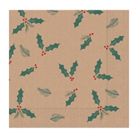 Swantex Lunch Napkin Kraft Jolly Holly 330x330mm (2000 Pack)