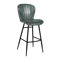 Lars Leather Bar Stool Steel Grey
