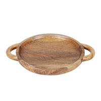 Olympia Mango Wood Round Display Tray with Handles 390x300mm
