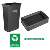 Jantex Mixed Recycling Slim Bin Black 80Ltr