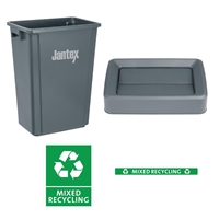 Jantex Mixed Recycling Slim Bin Grey 60Ltr