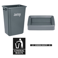 Jantex General Waste Slim Bin Grey 60Ltr