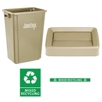 Jantex Mixed Recycling Slim Bin Beige 60Ltr