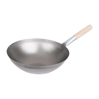 Vogue zacht stalen wok met ronde bodem 35,5cm