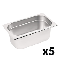 Vogue Stainless Steel Gastronorm Container Kit 1/4 (5 Pack)