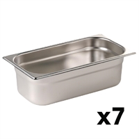 Vogue Stainless Steel Gastronorm Container Kit 1/4 (7 Pack)