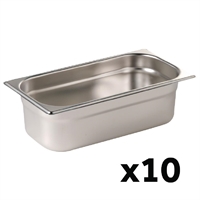 Vogue Stainless Steel Gastronorm Container Kit 1/4 (10 Pack)