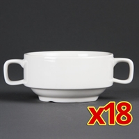 Bulk Buy Olympia Whiteware Handled Soup Bowls 400ml (18 Pack)