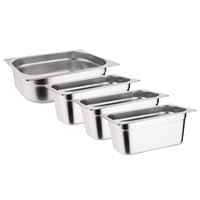 Vogue Stainless Steel Gastronorm Tray Set 3 x 1/3 & 1 x 1/2