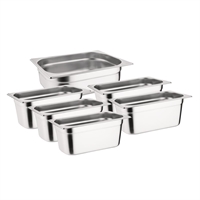 Vogue Stainless Steel Gastronorm Tray Set 5x 1/3 & 1x 1/2