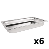 Vogue Stainless Steel 1/1 Gastronorm Trays 65mm (6 Pack)
