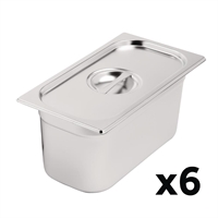 Vogue Stainless Steel 1/3 Gastronorm Tray Set with Lids (3 Pack)
