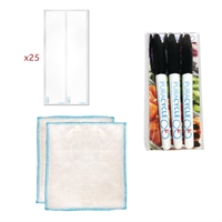 Puracycle Reusable Blank Bottle Label Pack (25 Labels, 2 Cloths) + Free Pens