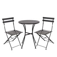 Ensemble table et 2 chaises pliantes d'extérieur en acier noir Bolero