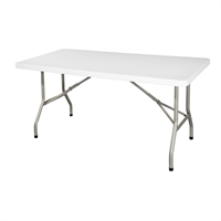 Bolero PE Rectangular Folding Table White 5ft (Single)