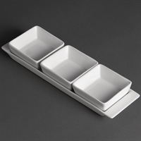 Olympia Whiteware Snack Dishes with Plates 3 Section (2 Pack)
