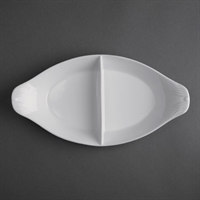 Olympia Whiteware Divided Oval Eared Dishes 295x155mm (6 Pack)