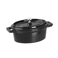 Vogue Cast Iron Oval Mini Pot Black 315ml