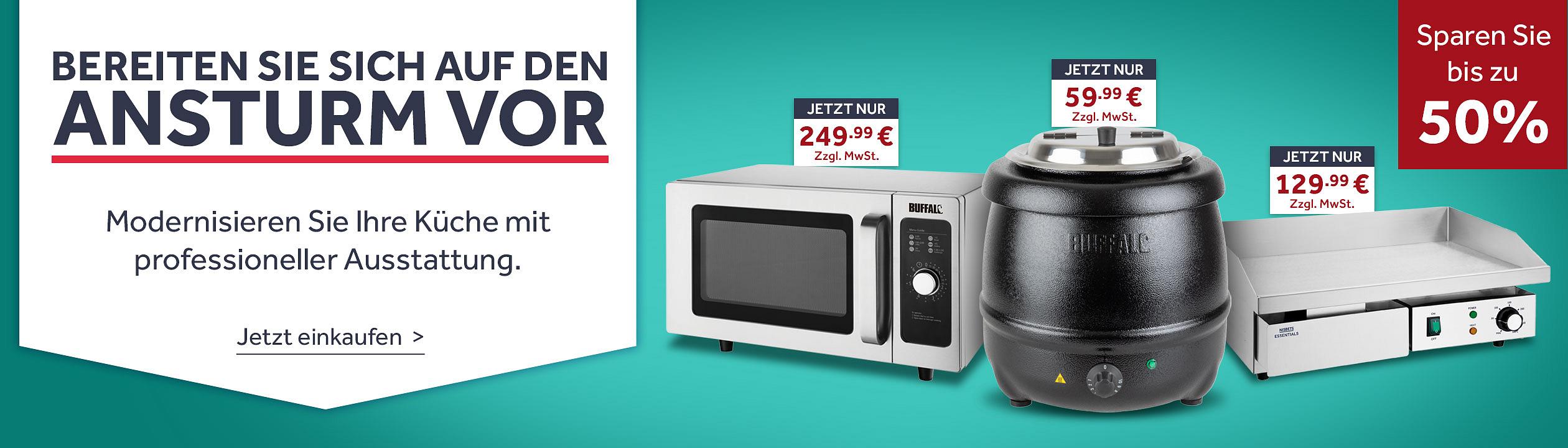 Bereiten Sie sich auf den Ansturm vor. Modernisieren Sie Ihre Küche mit professioneller Ausstattung. Sparen Sie bis zu 50%. Jetzt einkaufen >