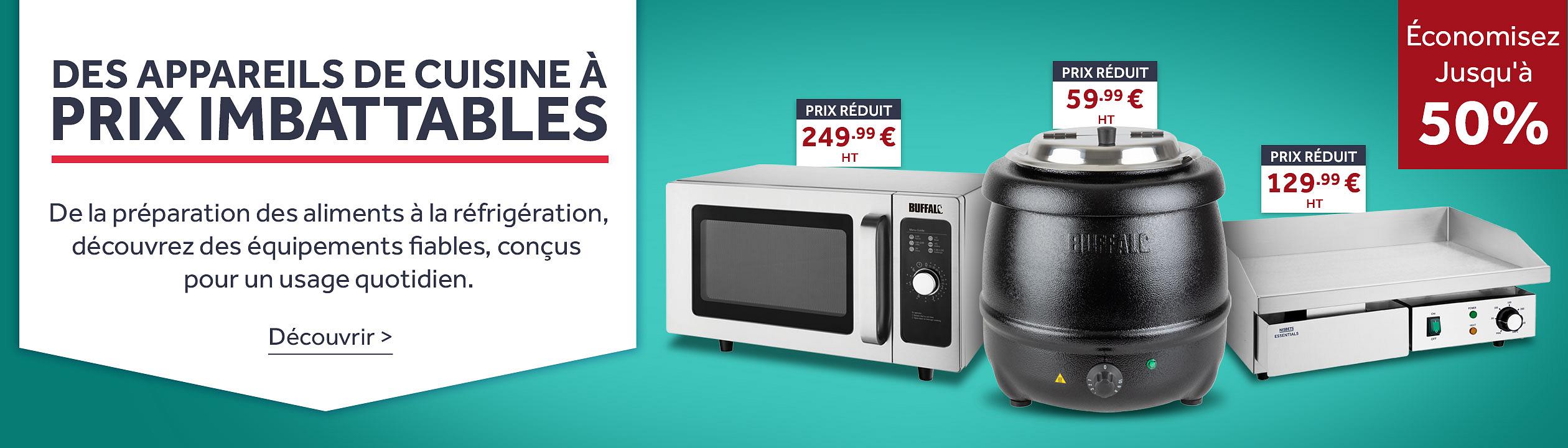 Des appareils de cuisine à prix imbattables - De la préparation des aliments à la réfrigération, découvrez des équipements fiables, conçus pour un usage quotidien. Économiser Jusqu'à 50%. Découvrir >
