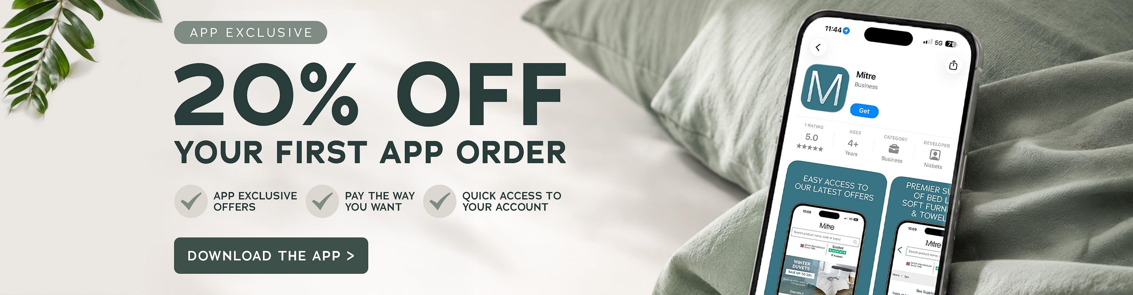 App exclusive Banner - 20% off your first app order, with app exlusive offers, pay the way you want, and quick access to your account. Download the app.