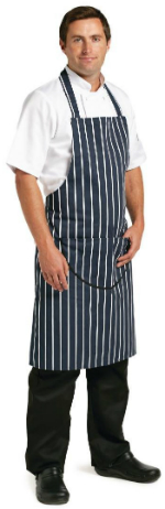Whites Unisex Butchers Apron Navy Stripe with Pocket A535 Whites Unisex Butchers Apron Navy Stripe with Pocket A535