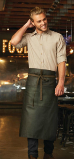 Chef Works Urban Wet Look Boulder Bistro Apron Black and Brown BB045