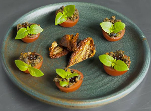 Basil, Cherry Tomato and Black Olive Caviar