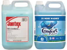 A Concentrate 5Ltr Bottle of GG182 Jantex Fabric Conditioner & A Concentrate 5Ltr Bottle of DC230 Comfort Blue Skies Fabric Conditioner