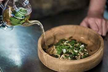 Rye and spelt porridge with white truffle and honey tea - image by Miles Willis