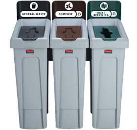 DY080 Rubbermaid Slim Jim Three Stream Recycling Station 87 Litres
