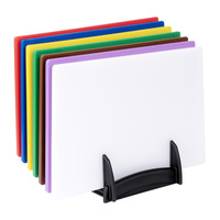 Colour-coded choppings boards in black holder
