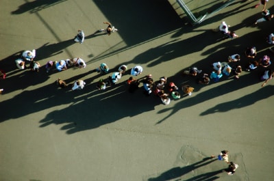 Aereal shot of a queue