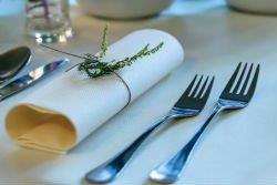 white napkin and parsley