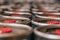 beer kegs in a store room