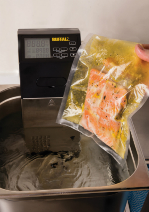 Buffalo sous vide slow poached salmon starter